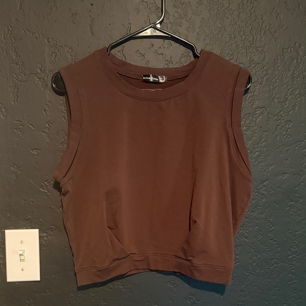 Chocolate Brown Sleeveless Muscle Tee